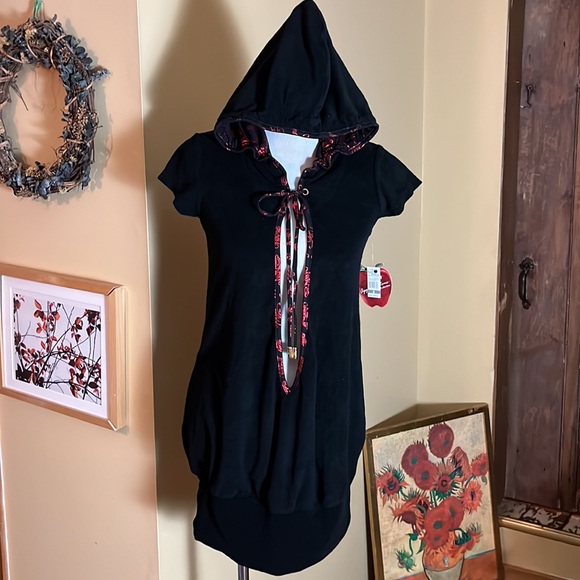 Vtg Y2k APPLE BOTTOM Size Small Hoodie Logo SPELL-OUT BUMM TerryCloth Tie NEW - Picture 2 of 16